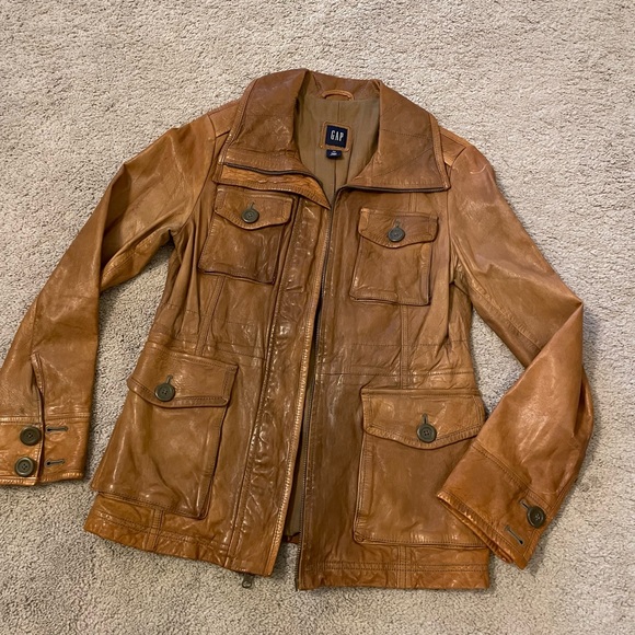 GAP vintage style leather jacket in cognac color - Picture 2 of 9